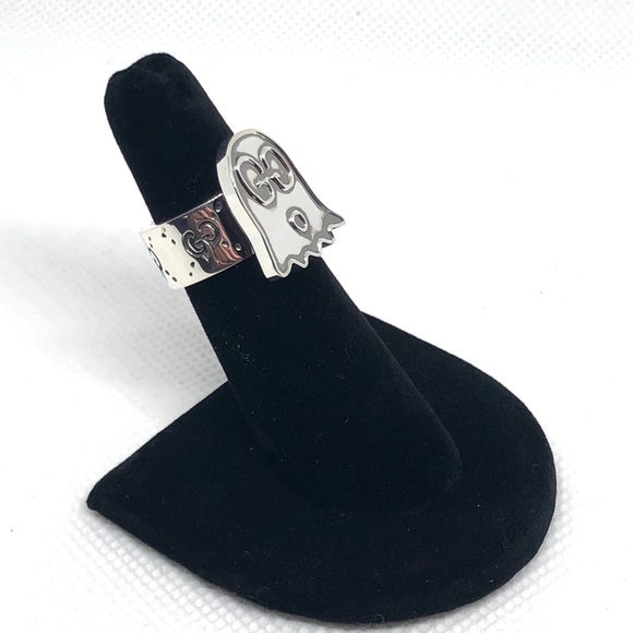 New Authentic GUCCI GHOST GG Sterling Silver Ring - Picture 2 of 10